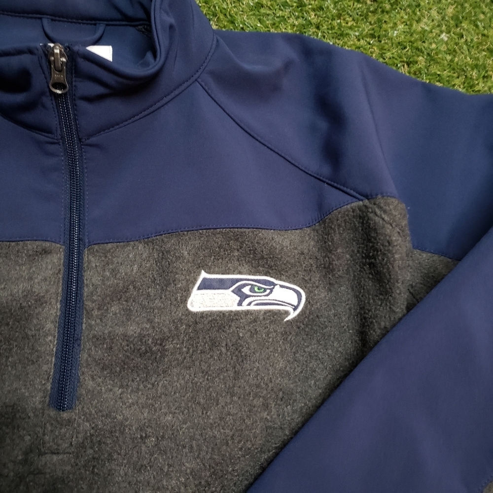 NFL Seattle Seahawks Blue 1/4 Zip Pullover Jacket Mens M H1 - Picture 5 of 7